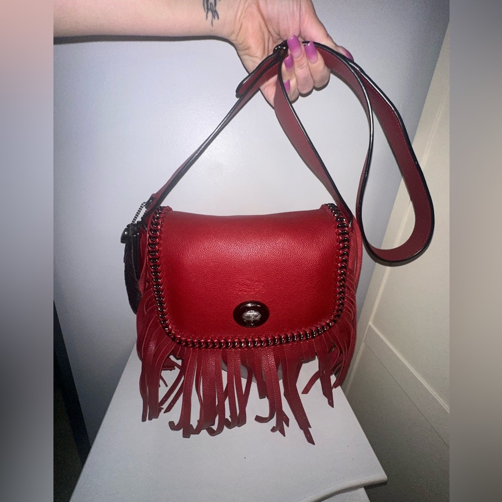 Coach Red Leather Fringe Crossbody Bag